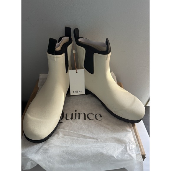 Quince Shoes - Quince Rubber Waterproof Ankle Rain Boots Chelsea Style Womens 8 See Description